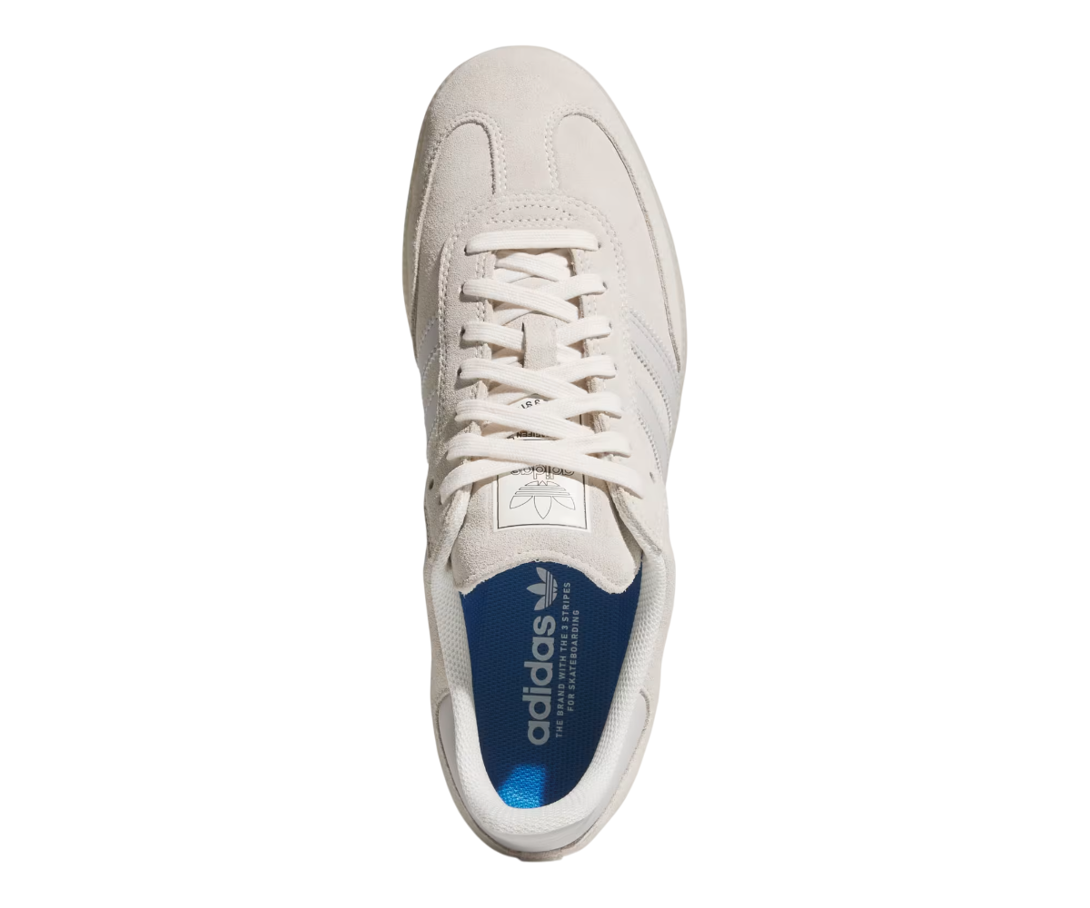 Adidas Samba ADV shoes showing lace-up design and smooth leather finish for a clean look.