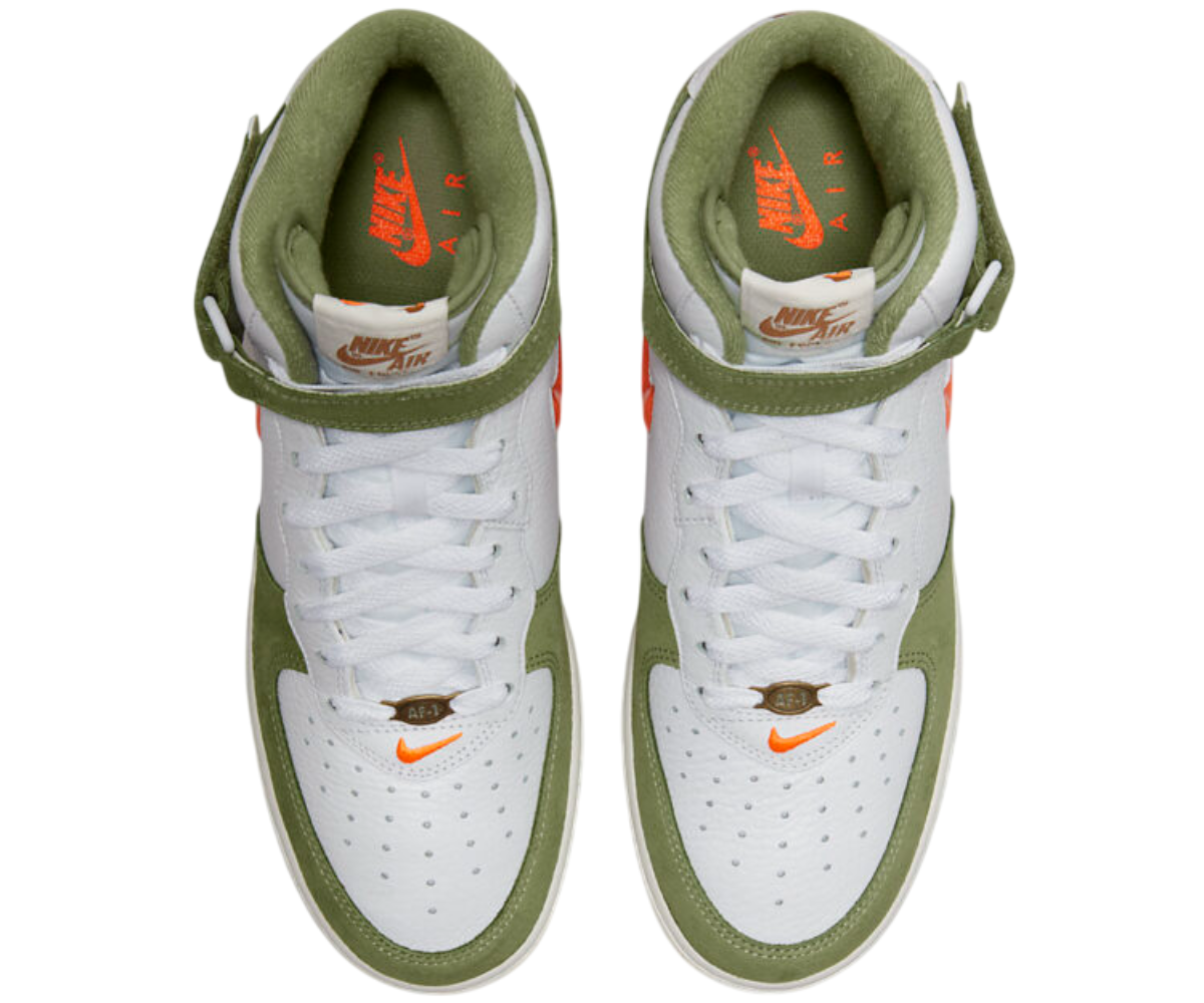 Nike Air Force 1 Mid QS (White/Total Orange-Oil Green)