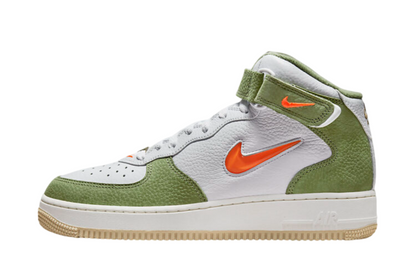 Nike Air Force 1 Mid QS (White/Total Orange-Oil Green)