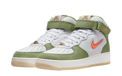Nike Air Force 1 Mid QS (White/Total Orange-Oil Green)