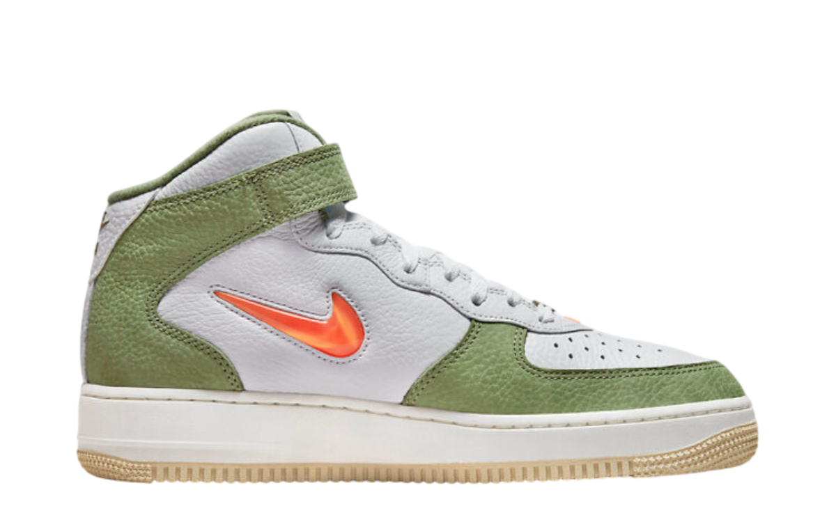 Nike Air Force 1 Mid QS (White/Total Orange-Oil Green)