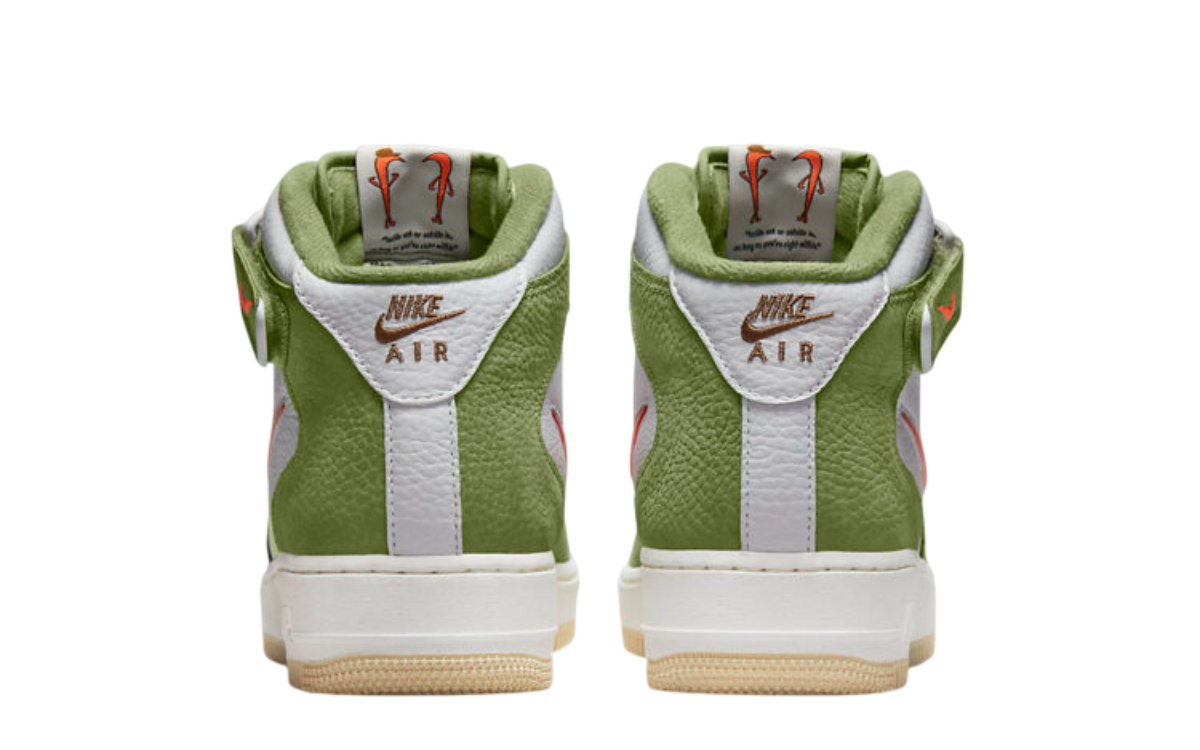Nike Air Force 1 Mid QS (White/Total Orange-Oil Green)