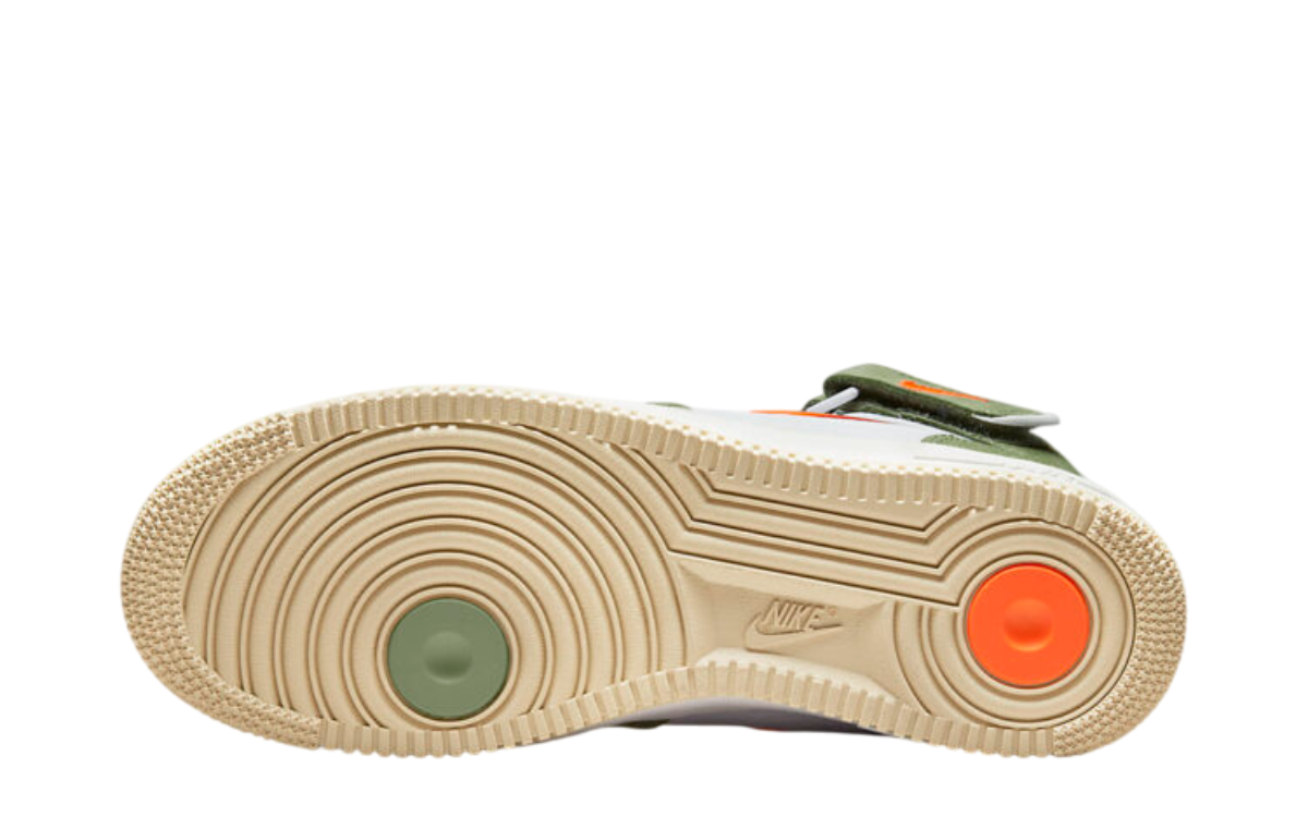 Nike Air Force 1 Mid QS (White/Total Orange-Oil Green)