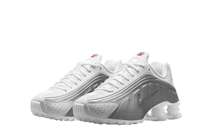 Nike Shox R4 (GS) (White/Metallic Silver-White)