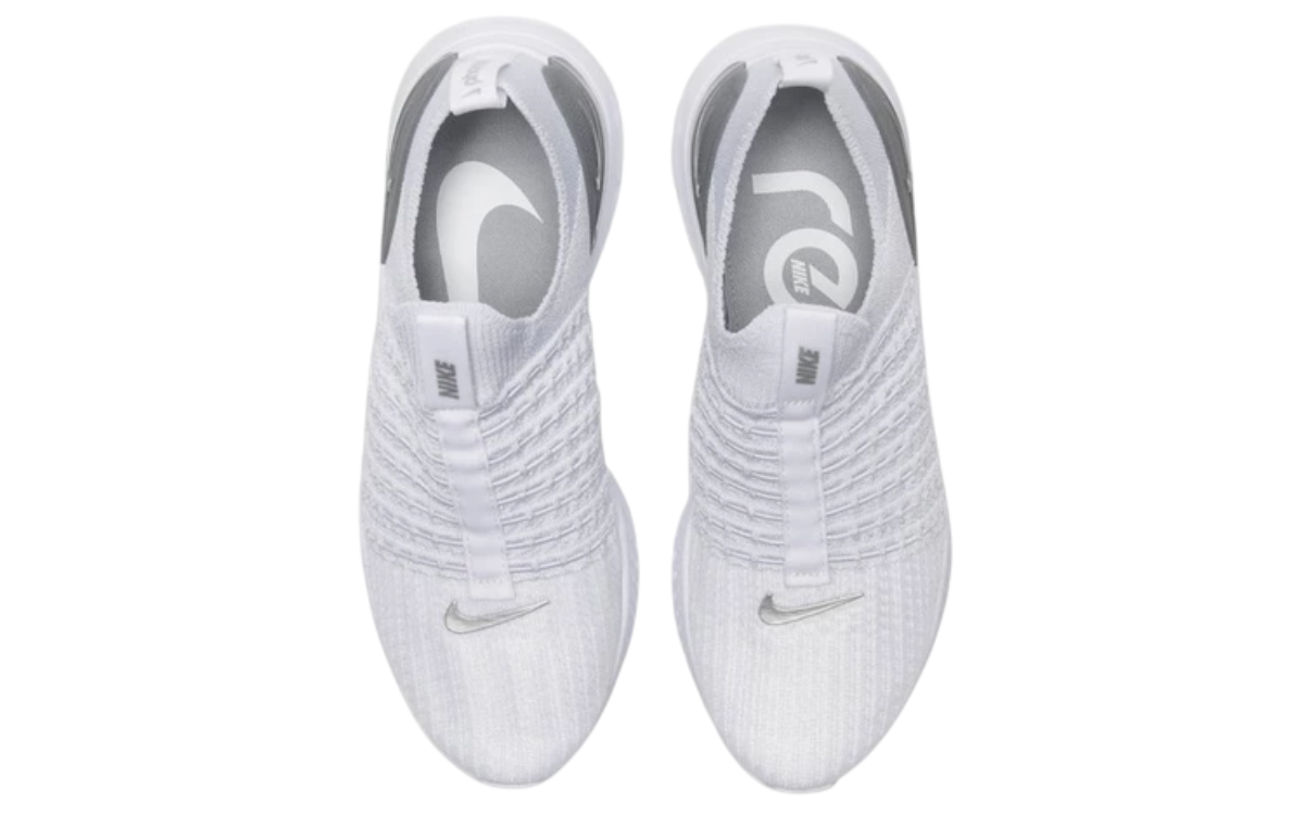 Womens Nike React Phantom Run Flyknit 2 (True White/Metallic Silver)