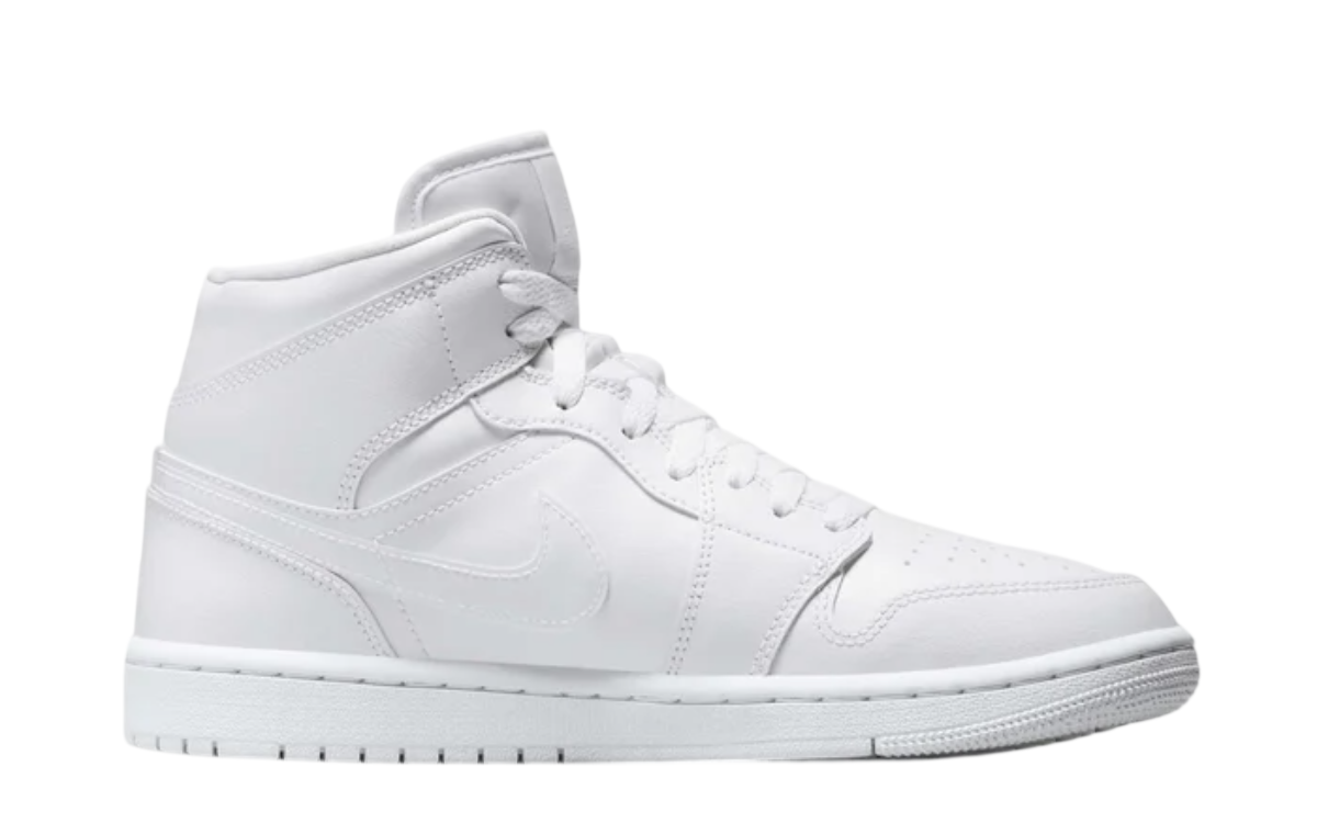 Womens Jordan 1 Mid (Triple White)