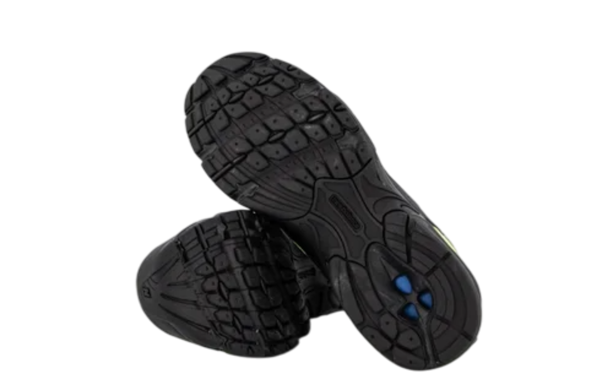 New Balance 530 Volt Green shoe sole showing traction pattern and ABZORB cushioning technology.