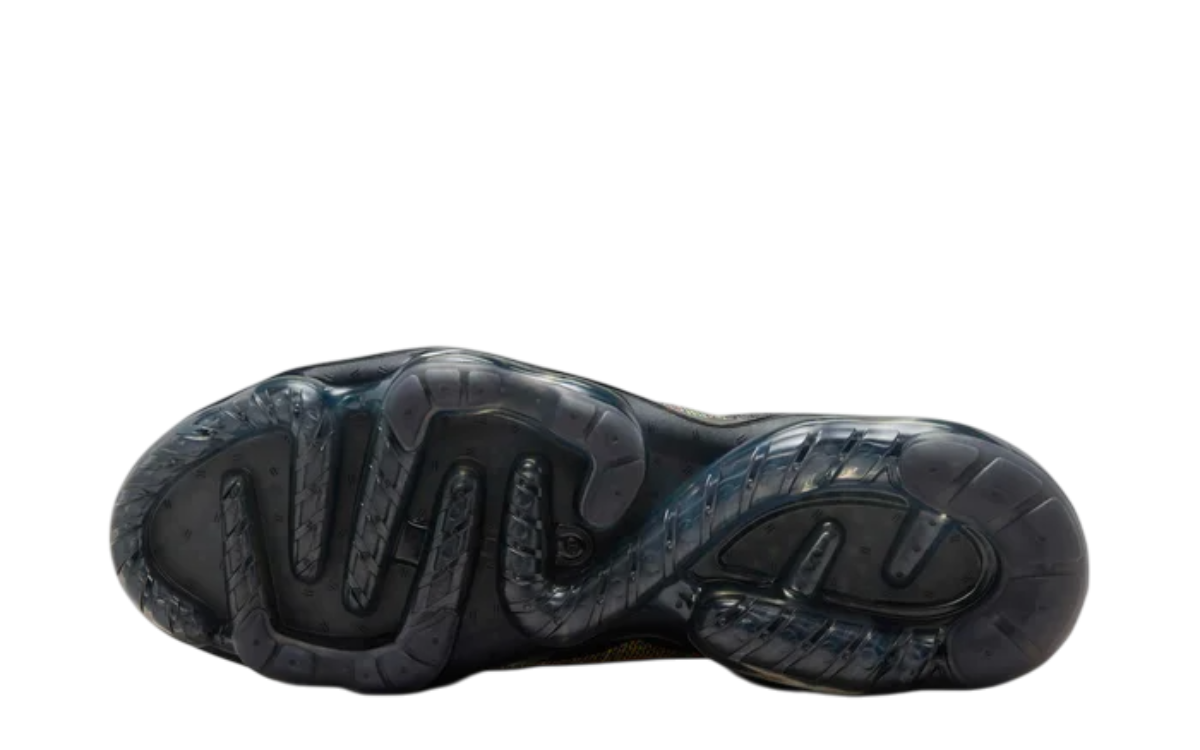 Nike Air Vapormax 2023 Flyknit Multicolour sole showing Air cushioning pods and traction details.