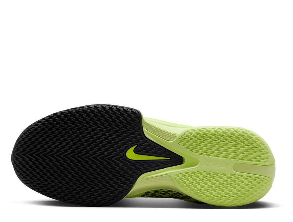 Nike GT Cut Academy Volt basketball shoe sole showing traction pattern for maximum grip and agility on the court.