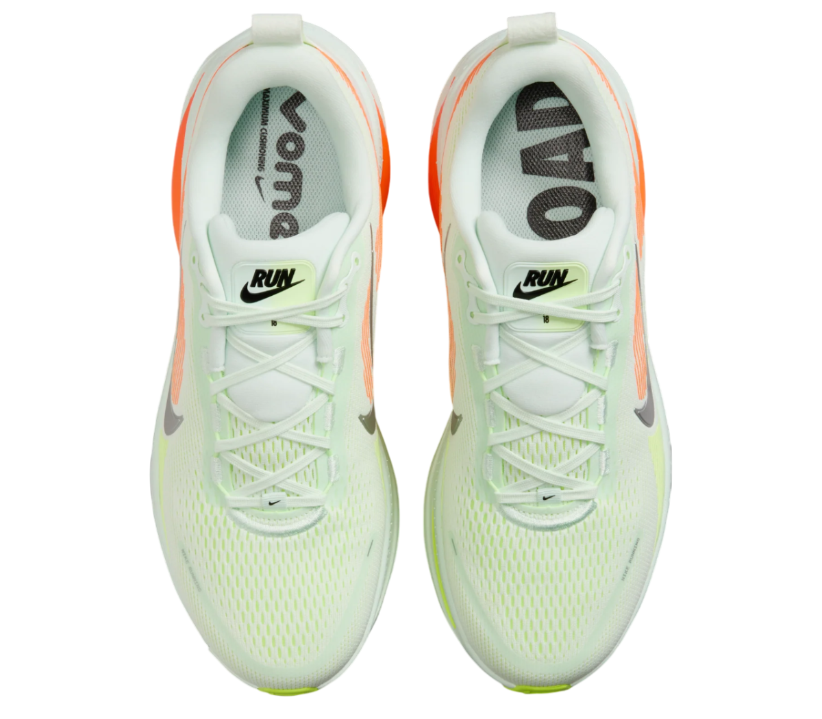 Nike Vomero 18 running shoes highlighting breathable mesh upper and secure lacing system.